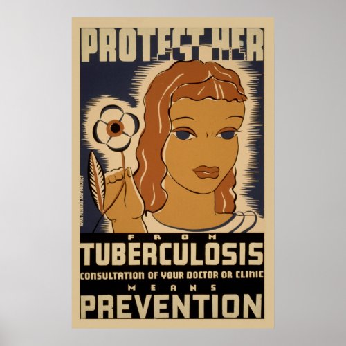 Protect Her From Tuberculosis Vintage WPA Health Poster