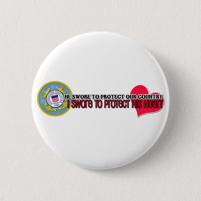 Protect his heart Coast Guard Button (Front)