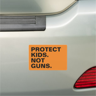 Protect kids. Not guns. orange black Minimalist Car Magnet
