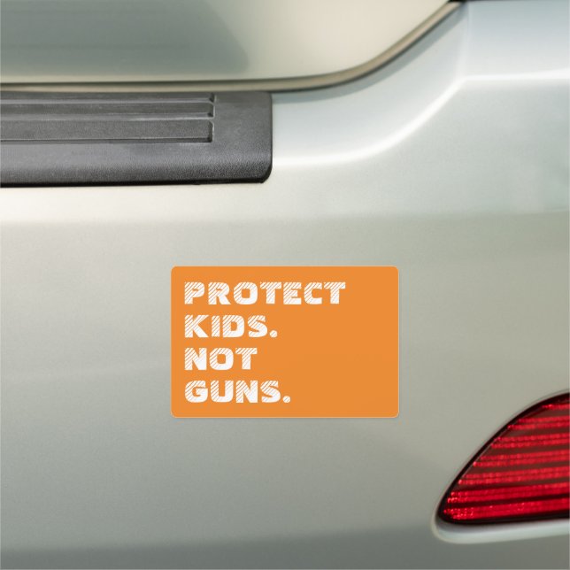 Protect kids. Not guns. orange distressed modern Car Magnet (In Situ)