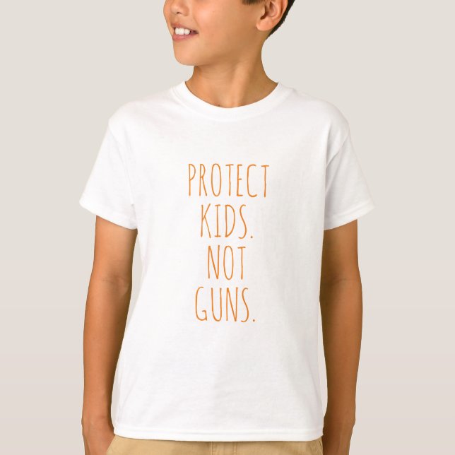Protect kids Not guns orange handwritten text T-Shirt (Front)