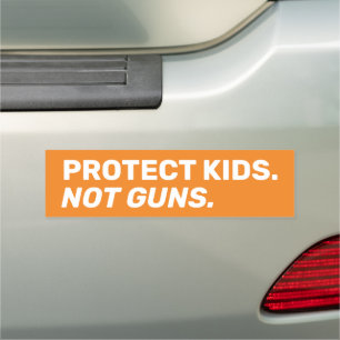 Protect kids Not guns orange white bold modern Car Magnet