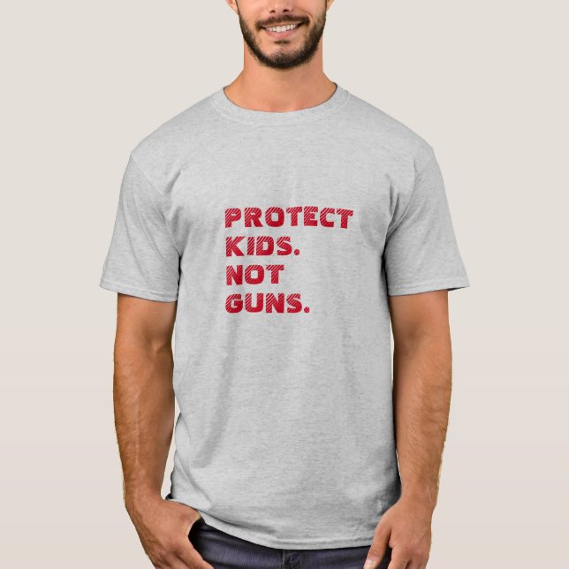 Protect kids. Not guns. red distressed bold modern T-Shirt (Front)