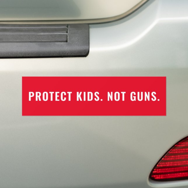 Protect Kids Not Guns red white text minimalist Bumper Sticker (On Car)