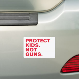 Protect kids. Not guns. white and red minimalist Car Magnet
