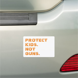 Protect kids. Not guns. white orange distressed Car Magnet