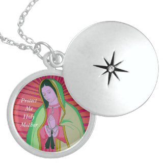 protect me holy mother locket necklace