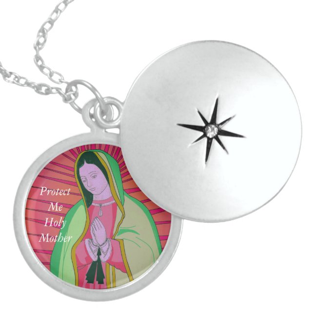 protect me holy mother locket necklace (Front)