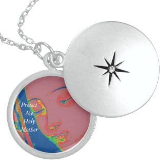 protect me holy mother locket necklace