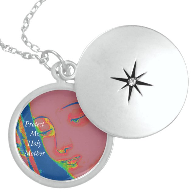 protect me holy mother locket necklace (Front)