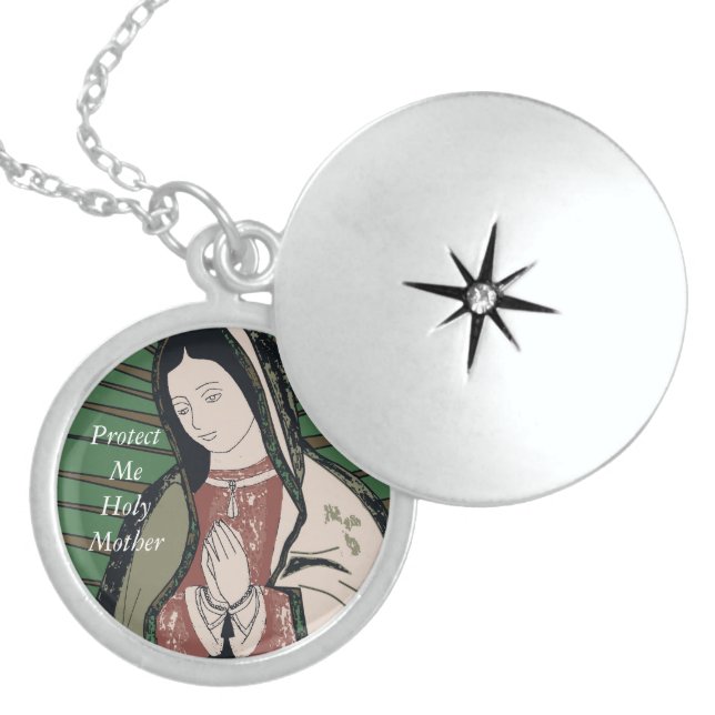 protect me holy mother locket necklace (Front)