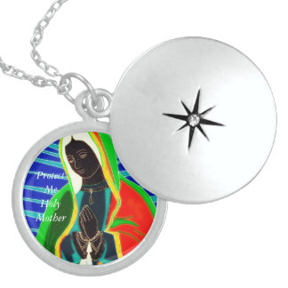 protect me holy mother sterling silver necklace