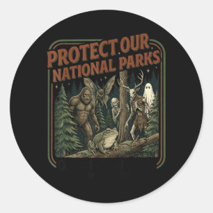 Protect National Parks Mothman Cryptid Weirdcore Classic Round Sticker