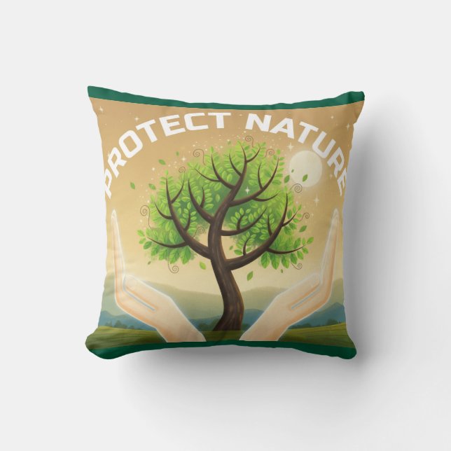 Protect Nature - Mystical Tree of Life Design Throw Pillow (Front)