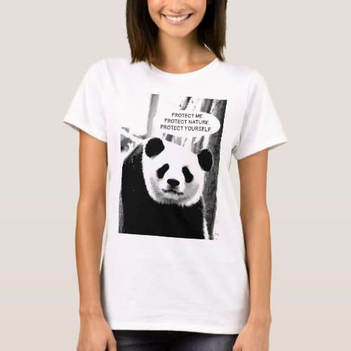 Protect Nature Panda Bear Custom Text Womens T_Shirt