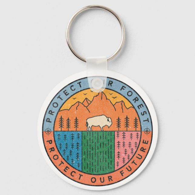 Protect Our Forest National Parks Climate Change Keychain (Front)