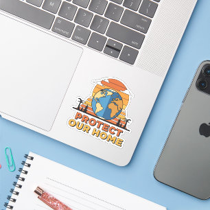 Protect Our Home Retro Earth Day Die-Cut Sticker -