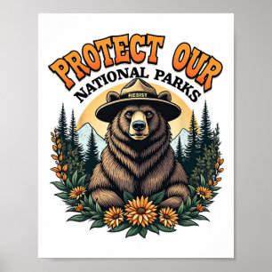 Protect Our National Parks Resist Alt Us Bear Poster