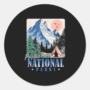 Protect our national parks vintage retro design classic round sticker