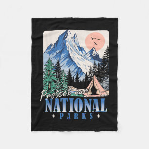 Protect our national parks vintage retro design fleece blanket