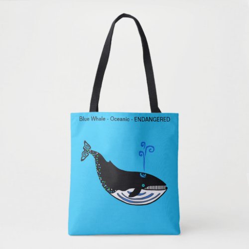Protect our oceans _ Blue WHALE _Animal Lover __ Tote Bag