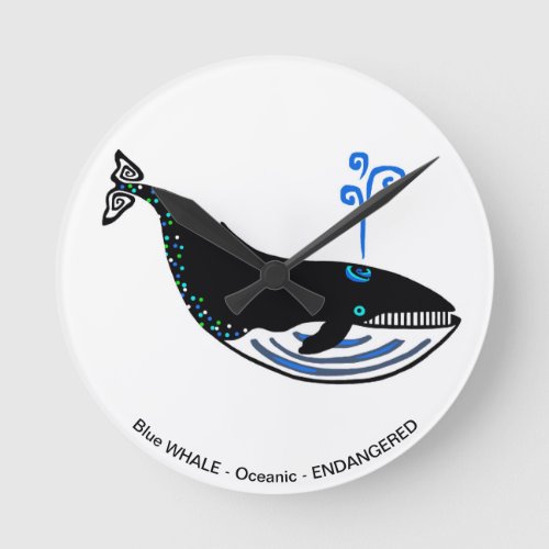 Protect our oceans _ Blue WHALE _ Nature _ Ecology Round Clock
