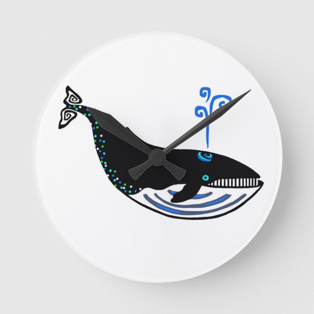 Protect our oceans - Blue WHALE - Nature - Ecology Round Clock (Front)