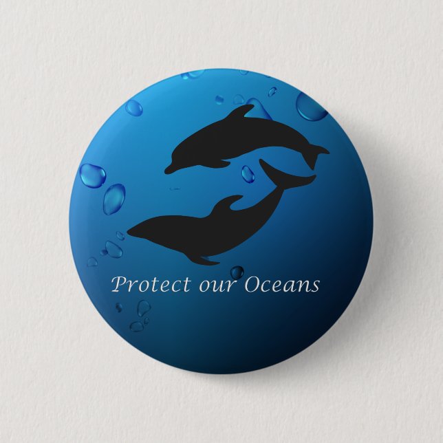 Protect Our Oceans Dolphins Button (Front)
