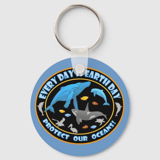 Protect Our Oceans Earth Day Keychain (Front)