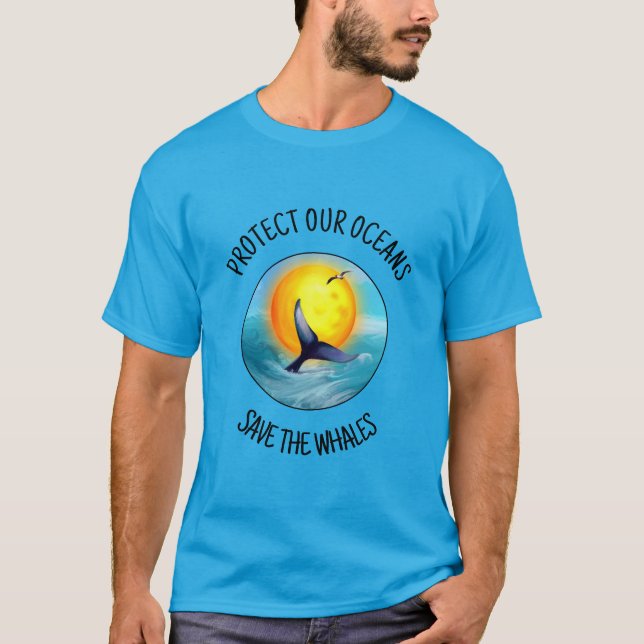 Protect Our Oceans Save The Whales Men's T-Shirt (Front)