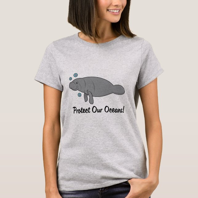 Protect Our Oceans with Manatee T-Shirt (Front)