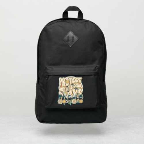 Protect our parks Boho design landscape Groovy Port Authority Backpack