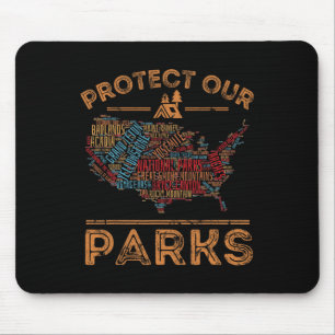 Protect Our Parks National Park Map Hiking Outdoor Mouse Pad