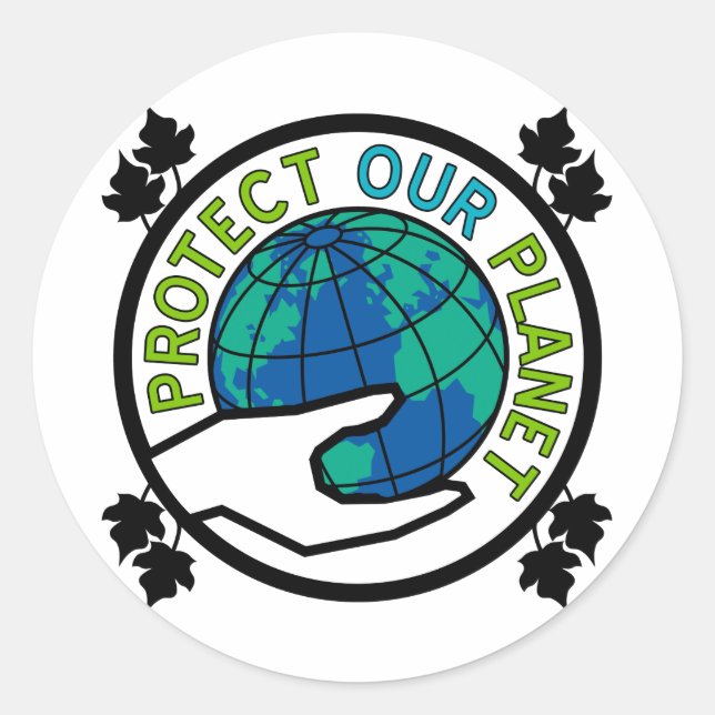Protect Our Planet Classic Round Sticker (Front)