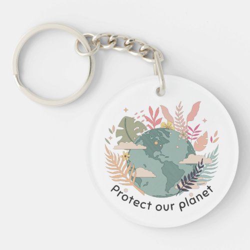 Protect Our Planet _ Earth Day Cartoon texture Keychain