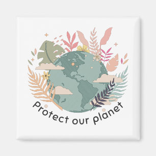 Protect Our Planet - Earth Day (Cartoon texture) Magnet