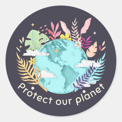 Protect Our Planet _ Earth Day Sketchy texture Classic Round Sticker