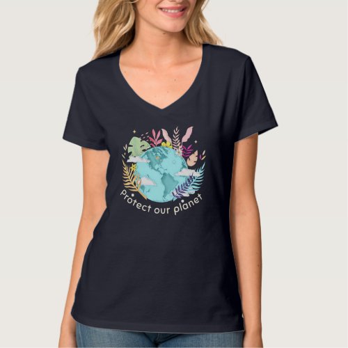 Protect Our Planet _ Earth Day Sketchy texture T_Shirt