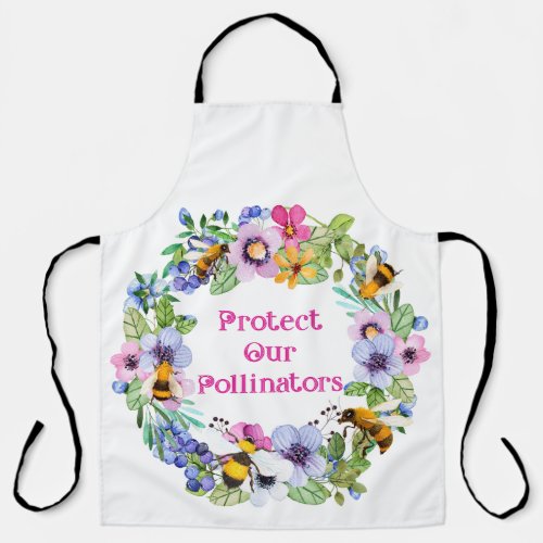 Protect Our Pollinators Bees Flowers Apron