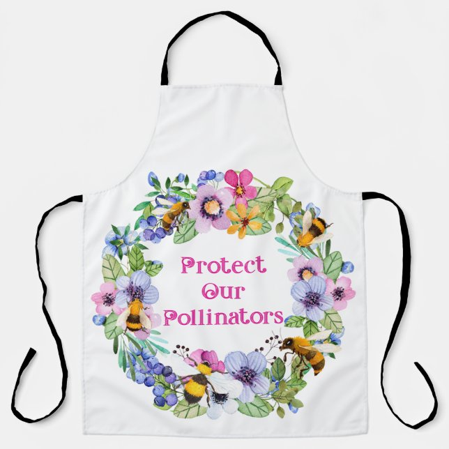 Protect Our Pollinators Bees Flowers Apron (Front)