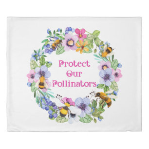 Protect Our Pollinators Bees Flowers Duvet Cover