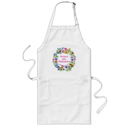 Protect Our Pollinators Bees Flowers Long Apron