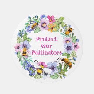 Protect Our Pollinators Bees Flowers Outdoor Rug