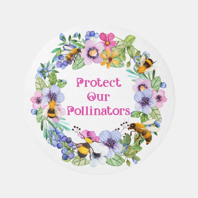 Protect Our Pollinators Bees Flowers Outdoor Rug (Front)
