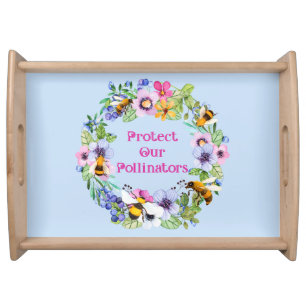 Protect Our Pollinators Bees Flowers Serving Tray