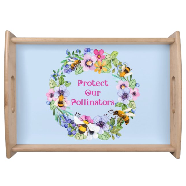 Protect Our Pollinators Bees Flowers Serving Tray (Front)