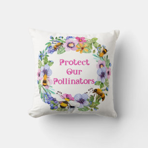 Protect Our Pollinators Bees Flowers Throw Pillow
