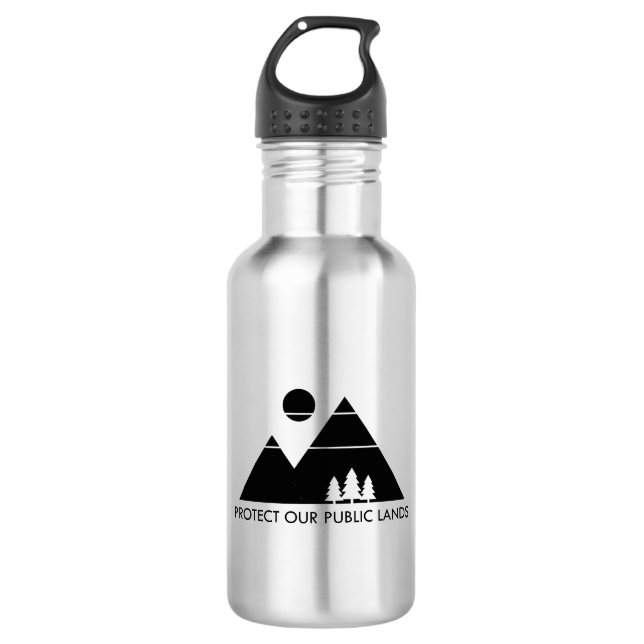 Protect Our Public Lands Mountain Stainless Steel Water Bottle (Front)