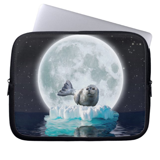 Protect Our Seals from Hunting - Wildlife Art Laptop Sleeve (Front)