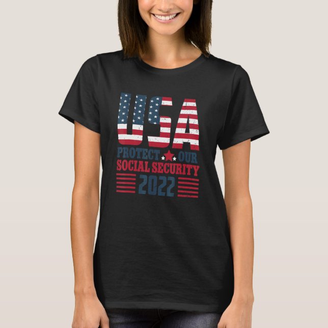 Protect Our Social Security USA Flag T-Shirt (Front)